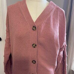 moon & madison Dusty Rose Button Front V-Neck Cardigan size large